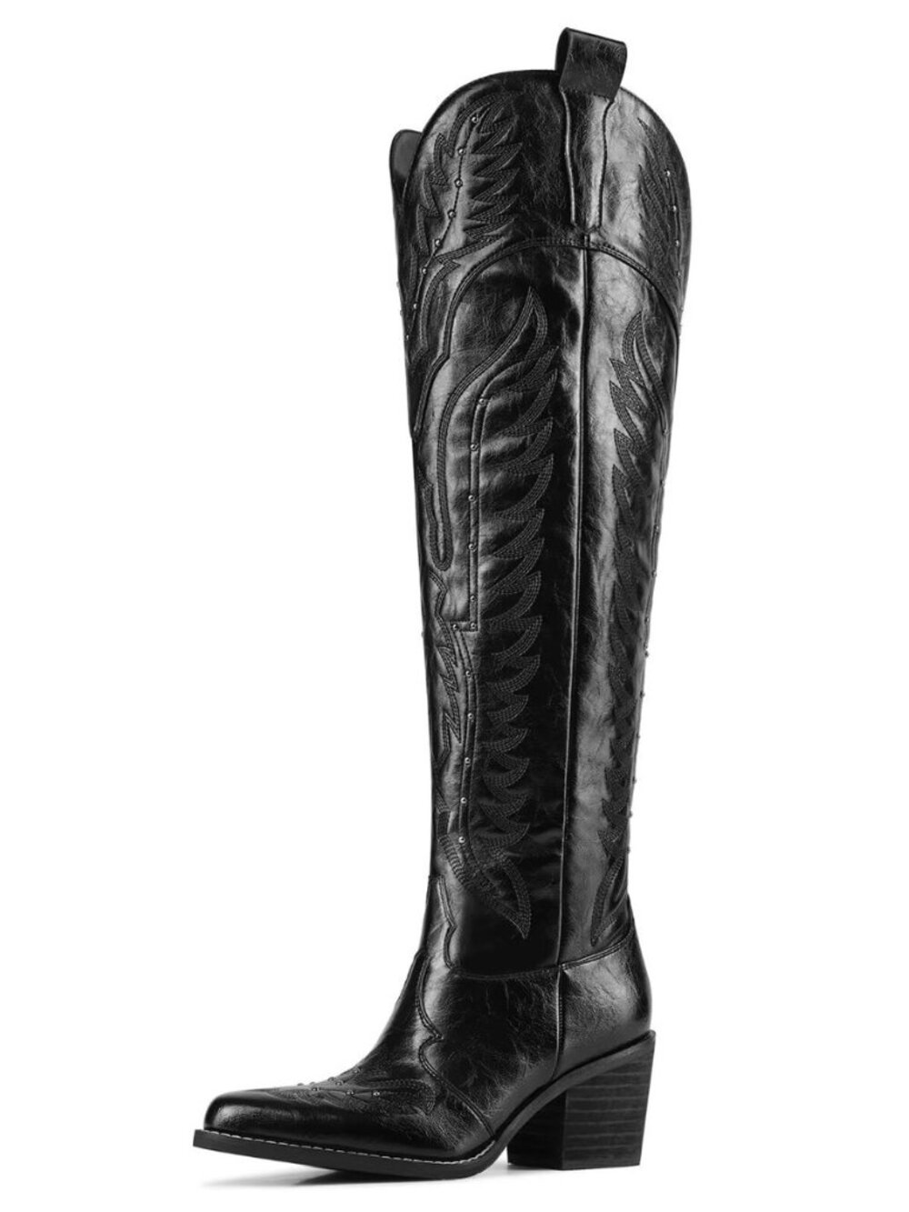 Women's Embroidered Cowboy Boots Over the Knee Western Boots Wide Calf Chunky